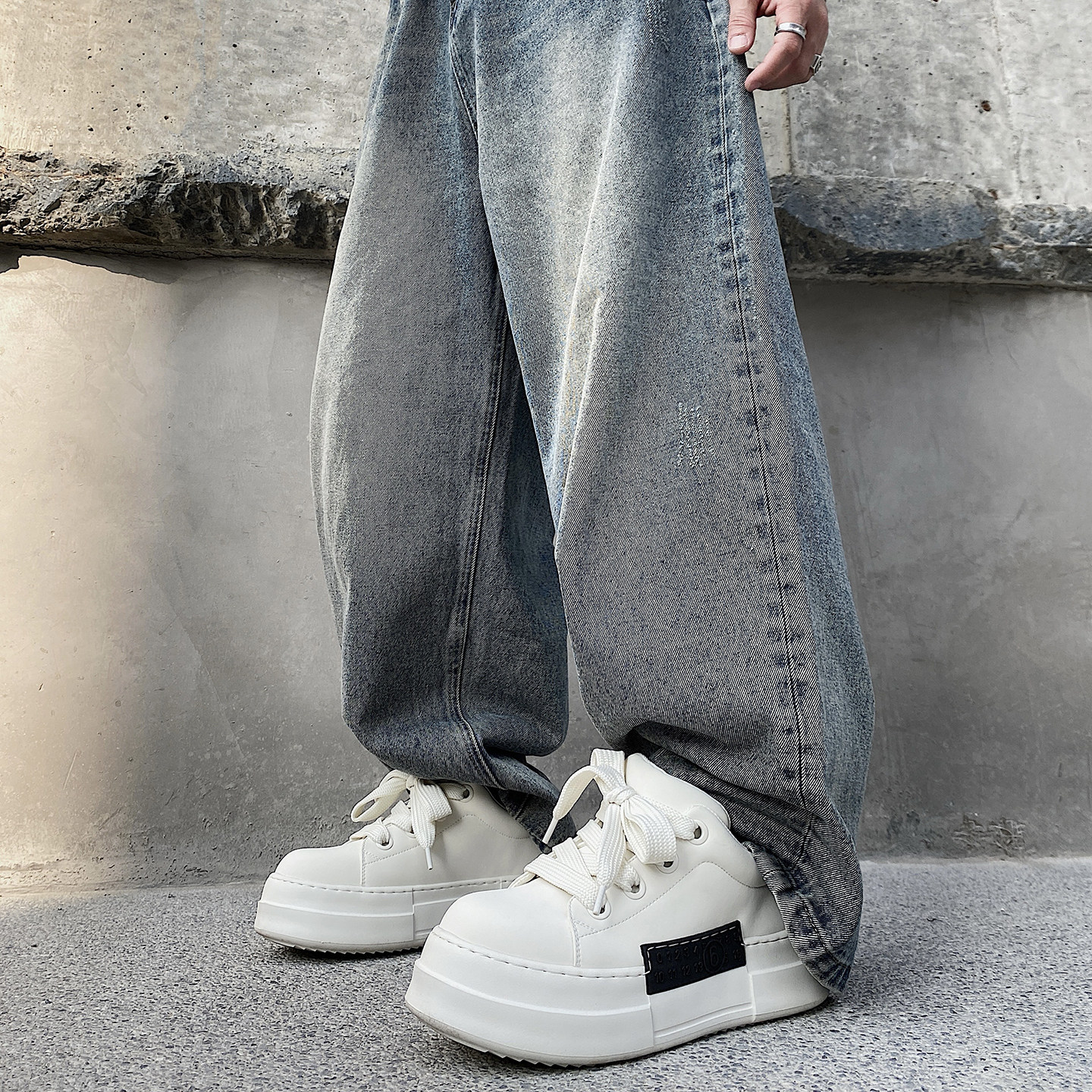 XZ110-25372#白色厚底板鞋男增高休闲鞋春秋系带小白鞋潮P125，男鞋休闲鞋，星座110
