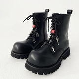 XZ110-25368#英伦风厚底马丁靴男中筒增高黑色系带冬季P135，男鞋马丁靴，星座110