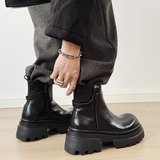 XZ110-251528#英伦风黑色厚底马丁靴冬季保暖中跟短靴通勤P130，男装棉衣，星座110