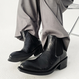 XZ110-25312#英伦风厚底切尔西靴男尖头增高马丁靴黑色短靴P130，男鞋切尔西靴，星座110