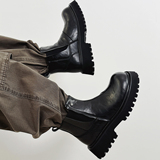 XZ110-251527#英伦风黑色马丁靴短筒厚底切尔西靴百搭大头靴P130，男鞋切尔西靴，星座110