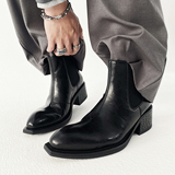 XZ110-25312#英伦风厚底切尔西靴男尖头增高马丁靴黑色短靴P130，男鞋切尔西靴，星座110