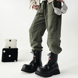 XZ110-25368#英伦风厚底马丁靴男中筒增高黑色系带冬季P135，男鞋马丁靴，星座110