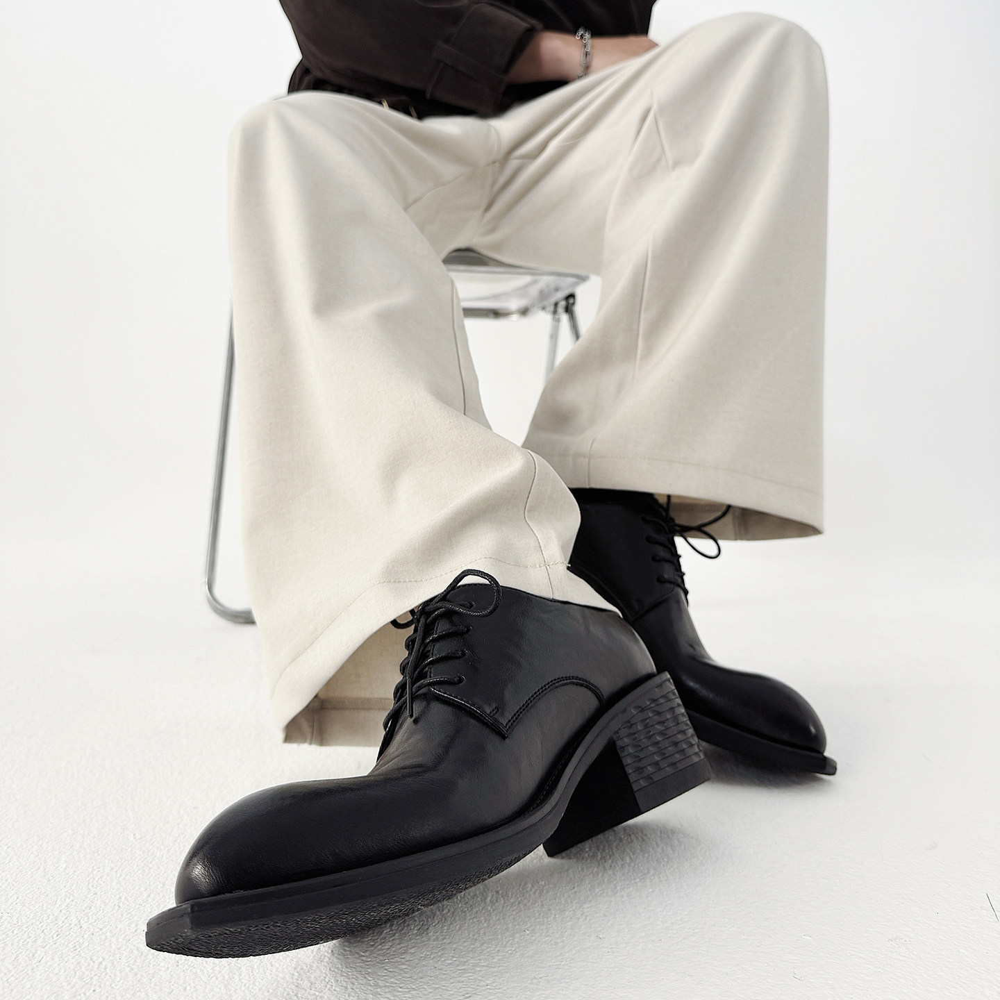 XZ110-25311#英伦风男黑色系带中跟休闲皮鞋通勤商务男鞋P120,男鞋皮鞋,星座110
