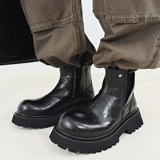 XZ110-251527#英伦风黑色马丁靴短筒厚底切尔西靴百搭大头靴P130，男鞋切尔西靴，星座110
