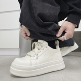 XZ110-1139#厚底面包鞋男黑白撞色休闲板鞋增高7cm系带潮鞋P130，男鞋休闲鞋，星座110