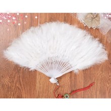 彩色服装舞蹈扇欧式白色羽毛扇子女古风汉服双色小孩流苏结婚发饰