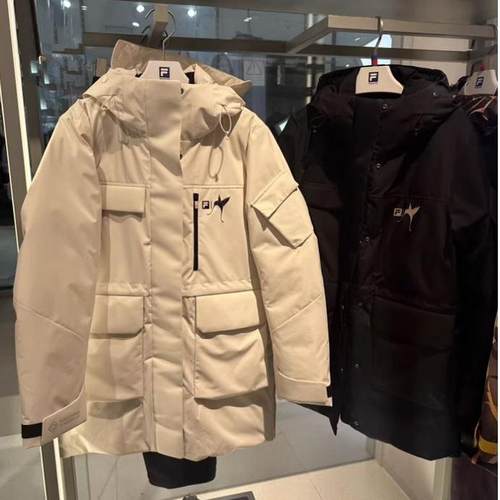 FILA斐乐2025年冬款女装专业运动中长款鹅绒保暖羽绒服A11W447916