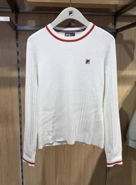 FILA斐乐2026春季女子长袖编织衫上衣休闲修身套头毛衣F11W618414