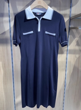 FILA斐乐2025夏秋款女装修身舒适运动休闲编织连衣裙F11W533305