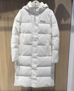 FILA斐乐女装 2025年冬新款基础款运动长款保暖羽绒服 F61W543998