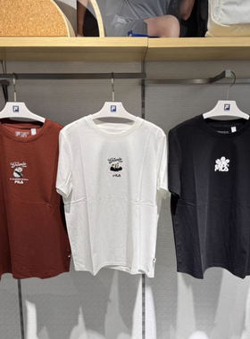 斐乐Fila正品25夏秋新款女装休闲针织圆领短袖T恤衫F11W538113F