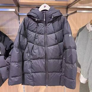 FILA斐乐女装2025年冬季新款中长款鹅绒连帽宽松羽绒服F11W543908