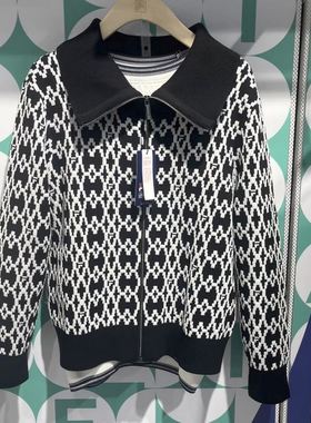 Fila斐乐女装 2025年冬新款舒适运动时尚翻领编织外套 F11W344407