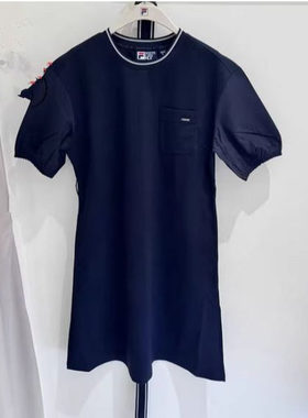 FILA斐乐2025年夏新款女装休闲简约时尚针织短袖连衣裙F11W523302