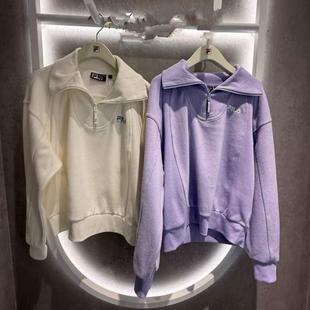 FILA斐乐2025年冬新款 运动宽松翻领针织套头卫衣F11W449211F 女装