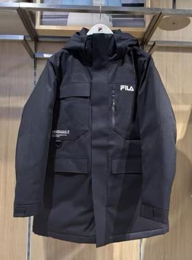 FILA斐乐2025冬季新款男子宽松运动保暖中长款羽绒服F11M549902
