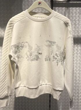 FILA斐乐女装 2025春款休闲针织长袖上衣圆领宽松卫衣 A11W411211