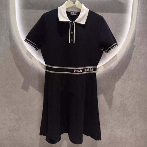 运动轻商务收腰翻领短袖连身裙