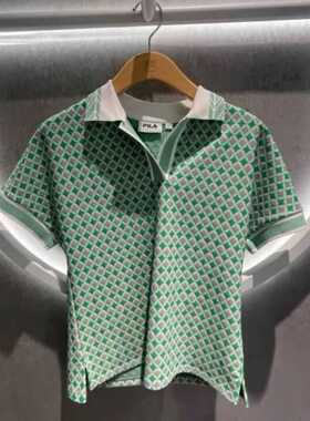 斐乐fila正品24秋新款女装运动休闲针织短袖T恤POLO衫F11W434111F