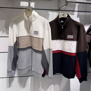 运动休闲宽松针织长袖 新款 上衣F11M619211 2026年春季 FILA斐乐男装