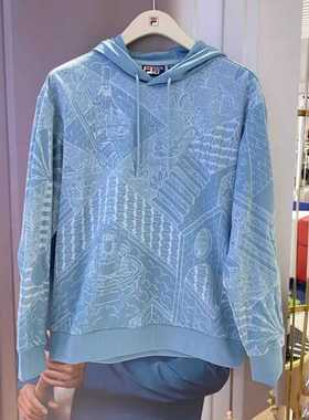 斐乐fila正品24秋新款男装运动休闲针织连帽套头衫卫衣F11M438201