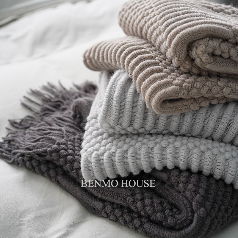 北欧INS风夏季空调午睡小盖毯沙发装饰毯泡泡毯包邮新款灰色搭毯,床上用品,休闲毯/毛毯/绒毯,淘宝优惠券,粉丝福利购,淘宝优惠卷