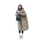 韩版中长款过膝连帽羽绒服女2025冬季新款加厚显瘦保暖白鸭绒外套，女装羽绒服，浙宝128（原290）