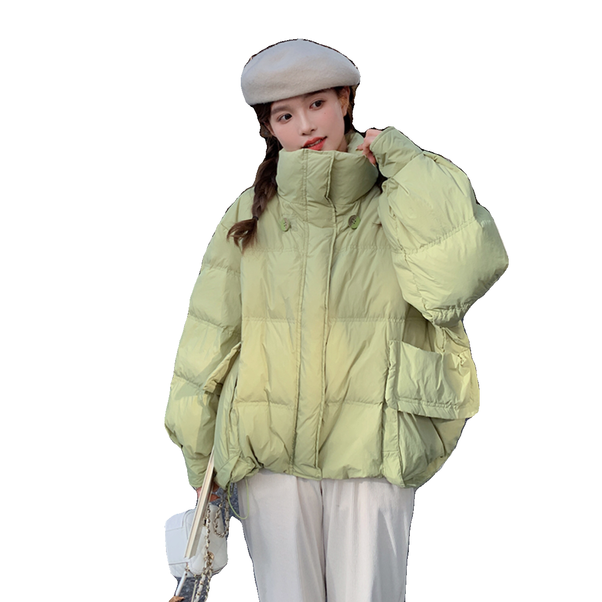 现货23年冬季新款290-1103-P275K398可拆小香披肩金属拉链羽绒服,女装羽绒服,浙宝128（原290）