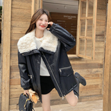 现货2025冬季新款128-25113-P265-K398大翻领毛毛内里黑色皮衣，女装棉衣/棉服，浙宝128（原290）