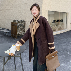 现货2025冬季新款128-25116-P245-K368正反穿皮毛一体带围脖外套，女装棉衣/棉服，浙宝128（原290）