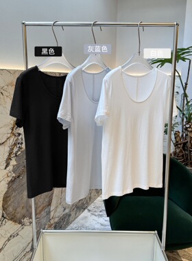 春夏薄款纯棉简约休闲百搭透气短袖 圆领宽松套头T恤显瘦上衣