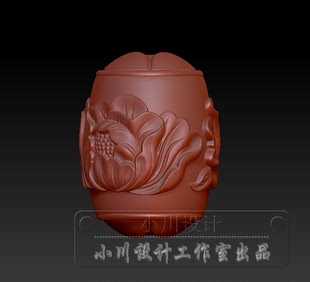 牡丹桶珠三维立体图 精雕小川设计 精品另类加工图纸 STL源文件