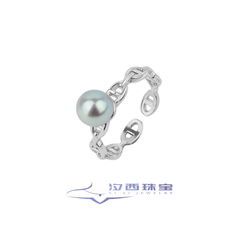 福利款《银光》高级感开口猪鼻子天然海水akoya真多麻真珍珠戒指