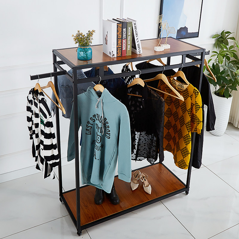 服装店货架展示架落地式中岛架男装女装店铁艺双排组合挂衣架简约