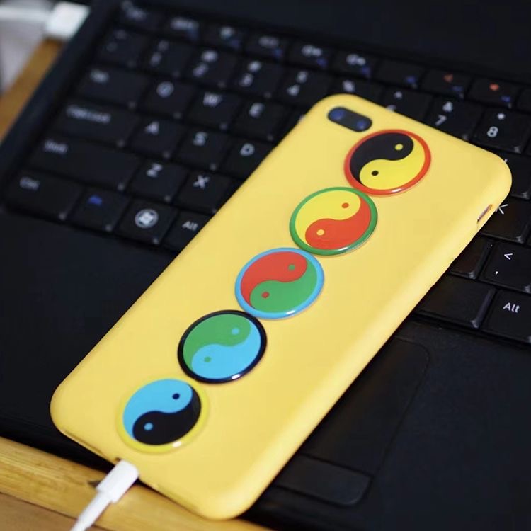 3公分江氏版亚克力万字福太极八卦红黄蓝绿黑边五行图手机贴字粘