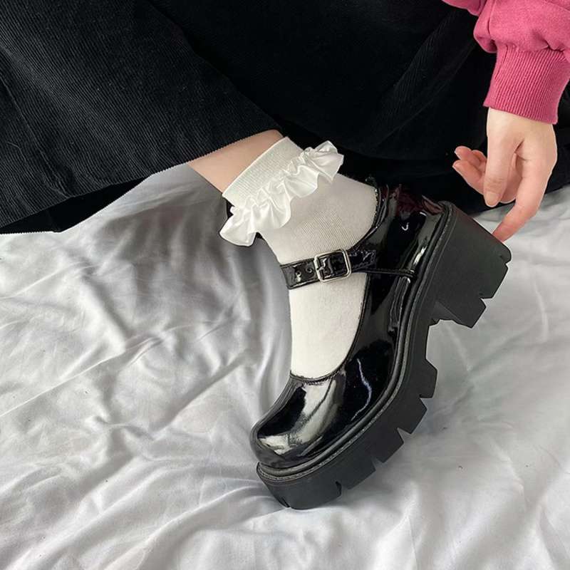 新款高跟鞋亮皮玛丽珍鞋子女小