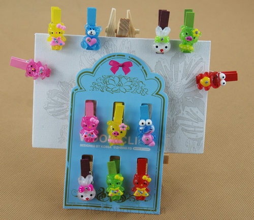 正品 趣味创意卡通动物可爱韩版彩色小夹子6个套装