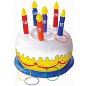 生日派对充气蛋糕套圈玩具 男孩女孩游戏礼物 儿童投掷塑料圈玩具