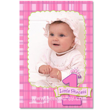 新品典藏生日/纪念/礼物/周岁布置-照片海报-粉色1岁女孩 可收藏