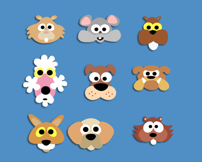 DIY面具农场仓鼠老鼠松鼠花栗鼠兔鼠卷毛狗牛头犬小狗猎犬DIY面具