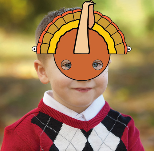 新品新款节日装扮感恩节头饰纸面具感恩节火鸡头饰面具头带DIY