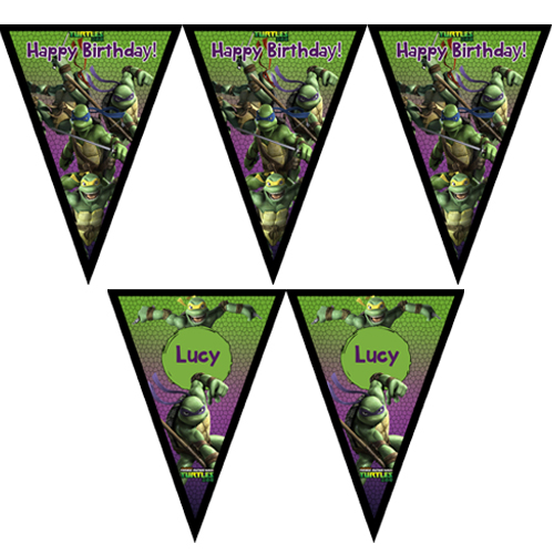 新品生日/party聚会布置挂饰三角旗照片拉旗吊旗忍者神龟