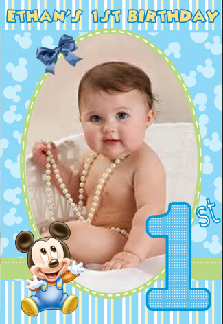 米奇宝宝周岁满月生日留念礼物成长 照片墙装饰房间长方形海报