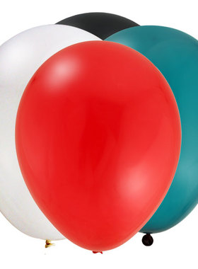 派对主题色系气球布置 BBQ汉堡快餐派对红黑白蓝色乳胶气球套装