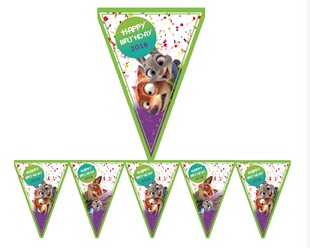 新款Zootopia疯狂动物城生日派对/聚会布置挂饰三角旗帜/定做挂饰