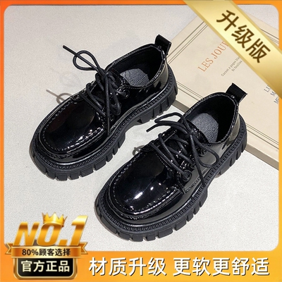黑色小皮鞋女童学院风配裙子小黑皮鞋演出软底儿童女孩厚底增高夏 — 2