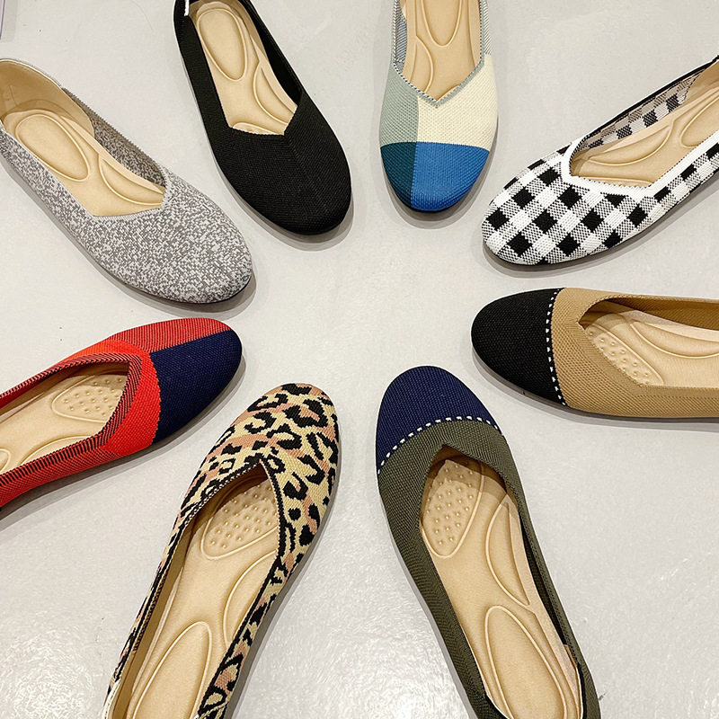 春秋软底蛋卷欧美王妃鞋飞织单鞋豆豆鞋平底瓢鞋女鞋针织圆头船鞋