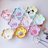 猫爪收纳盘香薰石膏白胚涂色diy手工摆件团建活动伴手礼玩具上色