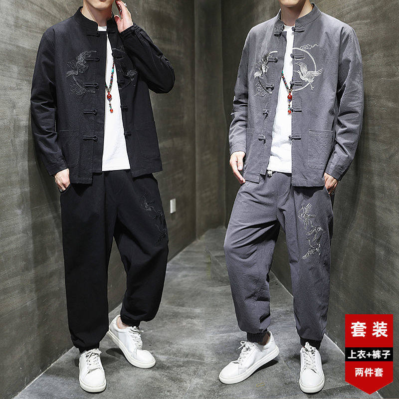 CHINESE TANG SUITS CHINESE STYLE MENS CLOTHES LAYMAN TEA ZEN CLOTHES ANCIENT COSTUMES HANFU FASHION BRAND COATS RETRO STYLE TUNICS